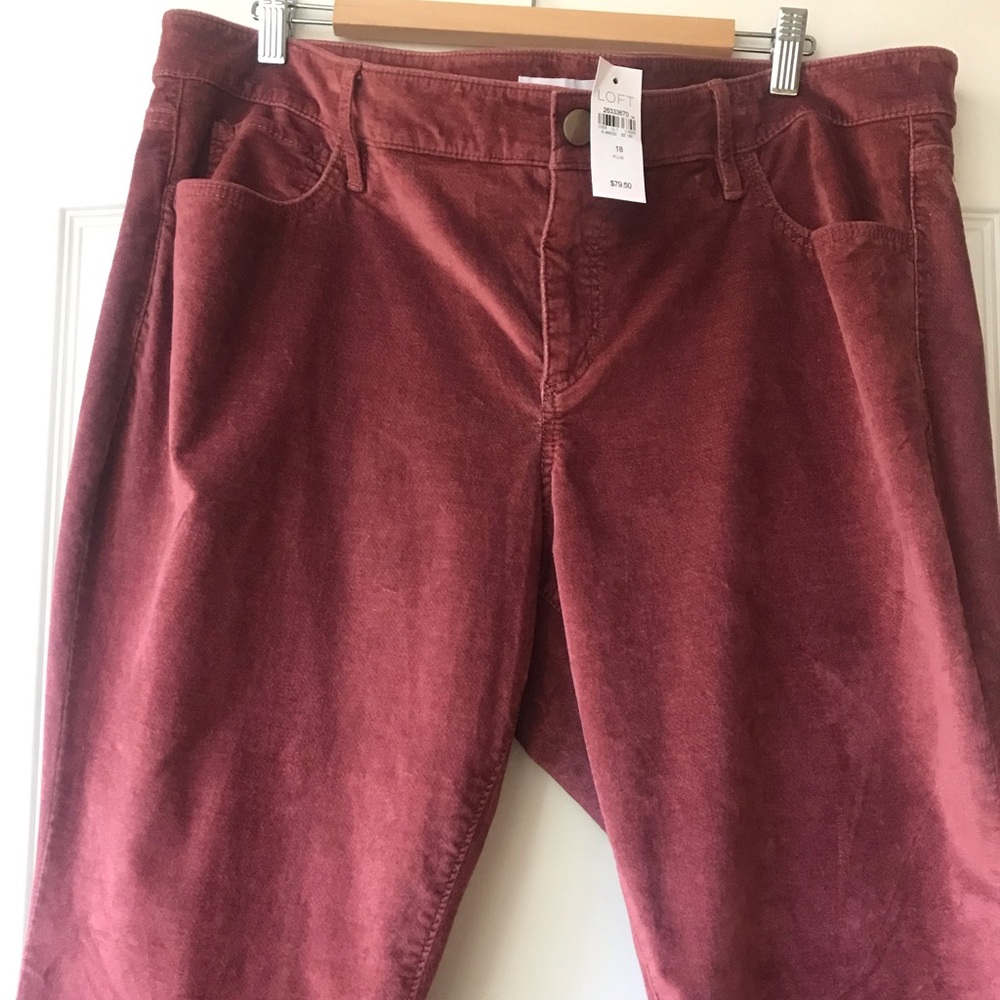NWT LOFT Velvet Pants with Split Hem